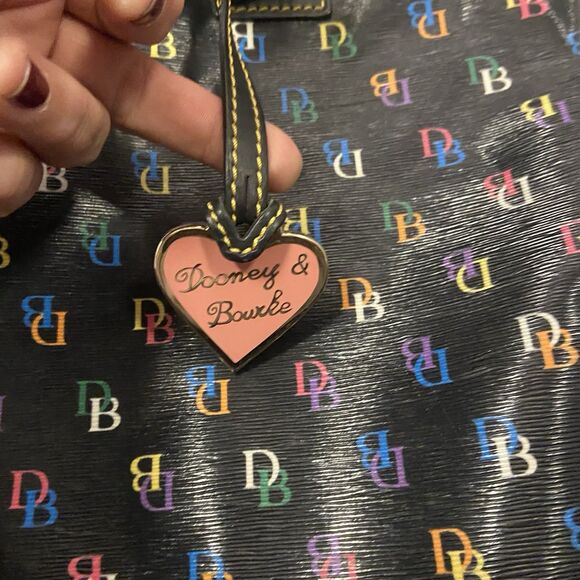 Dooney & Bourke Y2K Multicolor Shiny It DB Logo Shopper Tote Handbag - Picture 2 of 10